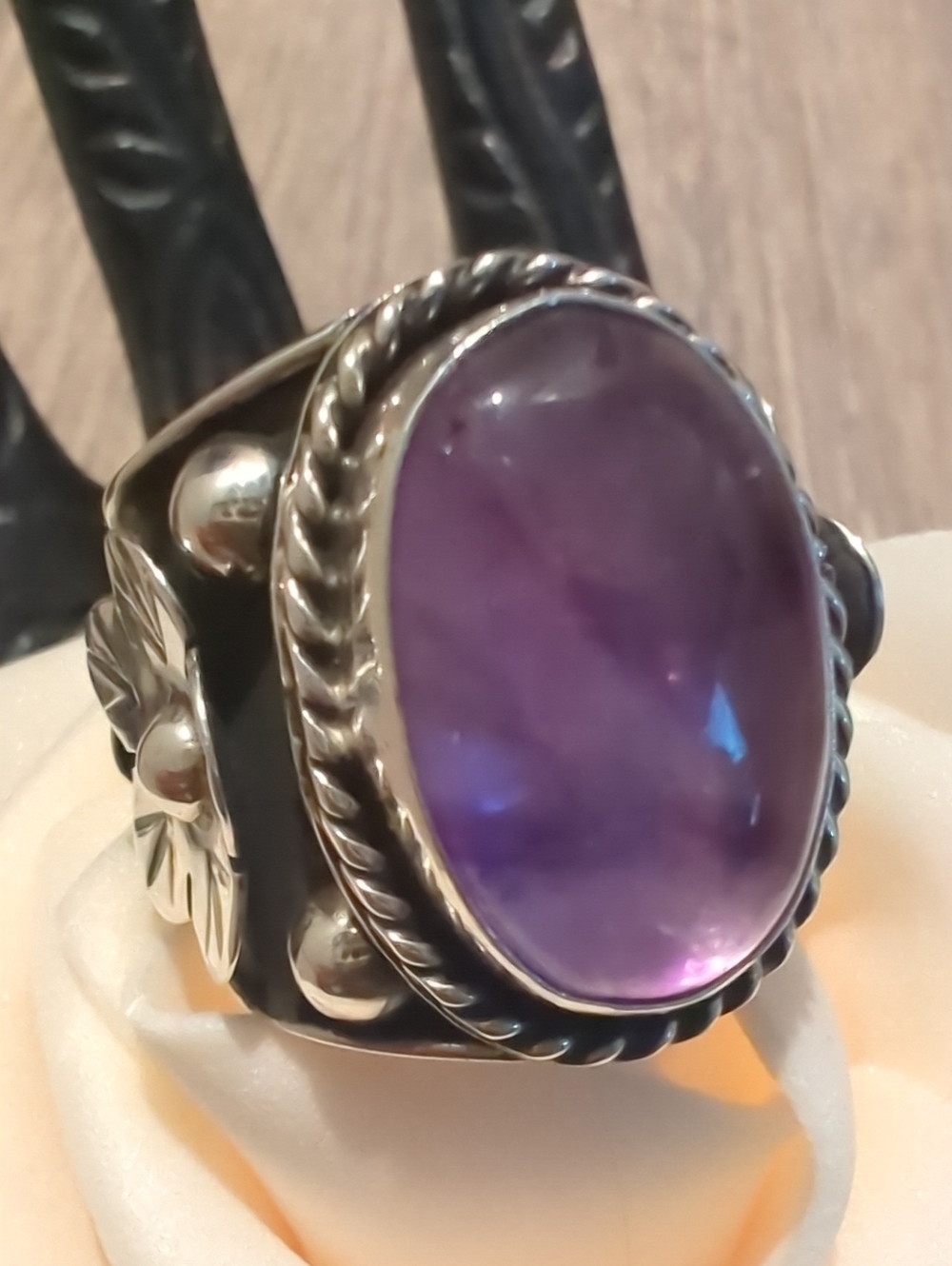 TAXCO Mexico 950 Silver Amethyst Flower Ring